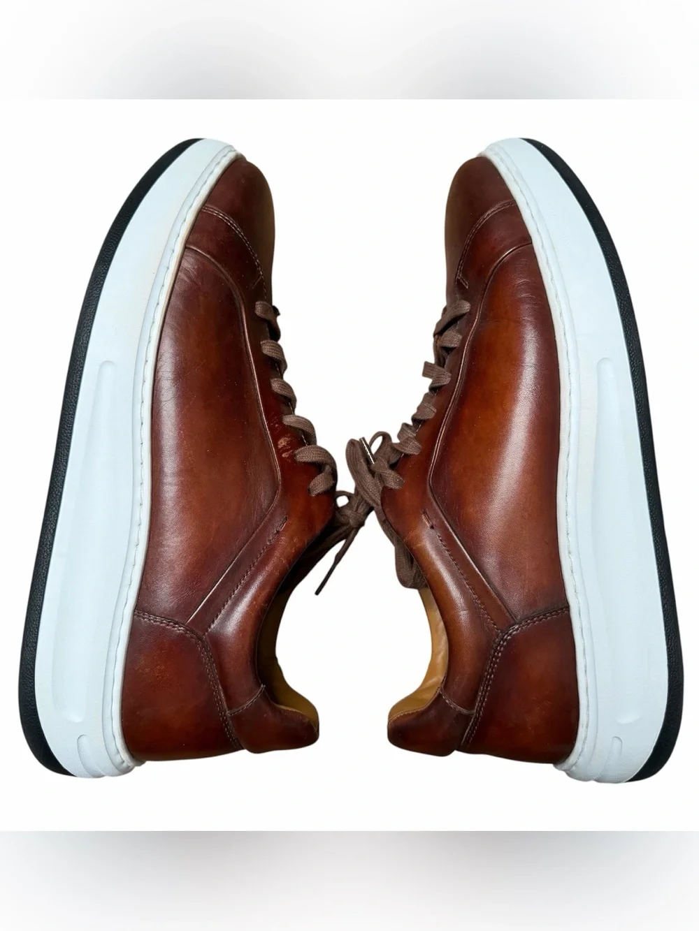 Magnanni Serino Leather Sneakers Shoes Men’s Size 11.5 Cognac Brown Retail $525 - Picture 10 of 14